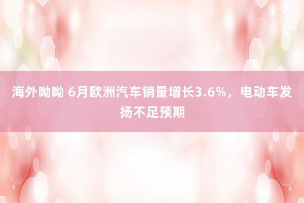 海外呦呦 6月欧洲汽车销量增长3.6%，电动车发扬不足预期