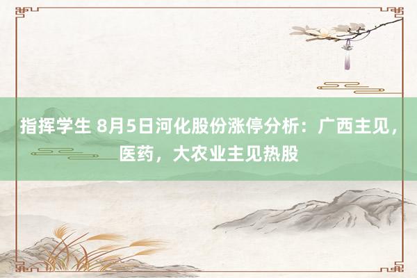 指挥学生 8月5日河化股份涨停分析：广西主见，医药，大农业主见热股