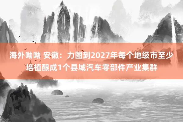 海外呦呦 安徽：力图到2027年每个地级市至少培植酿成1个县域汽车零部件产业集群