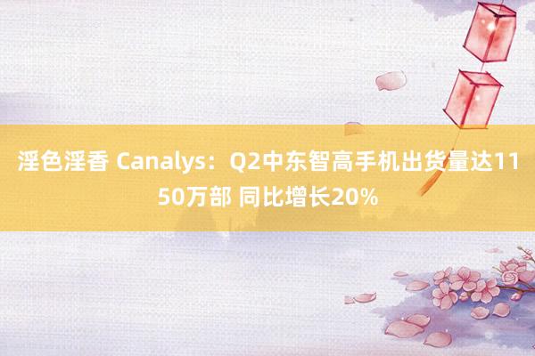 淫色淫香 Canalys：Q2中东智高手机出货量达1150万部 同比增长20%