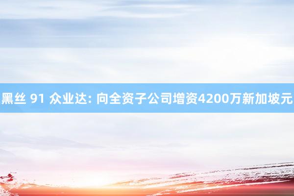 黑丝 91 众业达: 向全资子公司增资4200万新加坡元