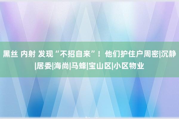 黑丝 内射 发现“不招自来”！他们护住户周密|沉静|居委|海尚|马蜂|宝山区|小区物业